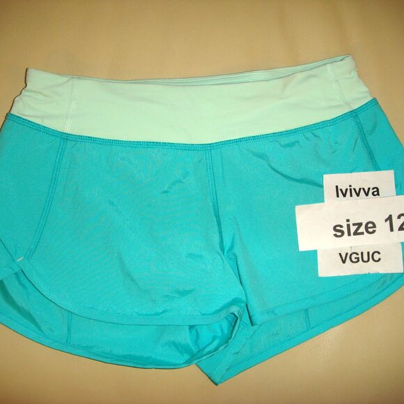 Ivivva Girl by Lululemon 🍋Speedy Shorts drawstring liner pocket green size 12 - Picture 4 of 4